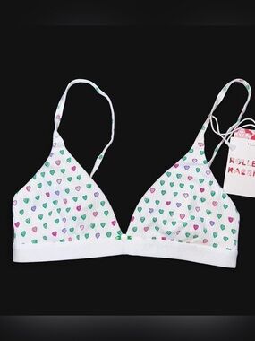 NWT ROLLER RABBIT white heart bralette Size M